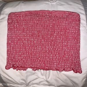 tube top || red and white lettuce lined